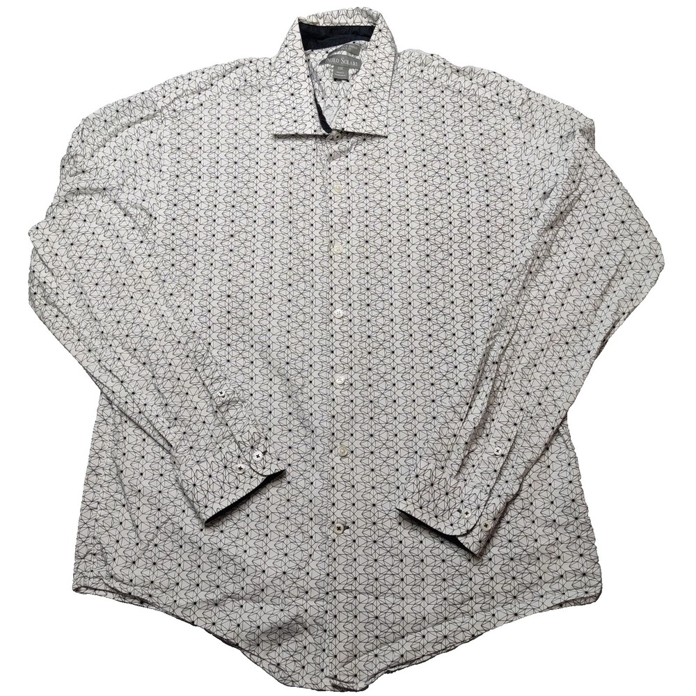 PAULO SOLARI Men 2XL Performance Stretch Modern Fit GEO Print Shirt